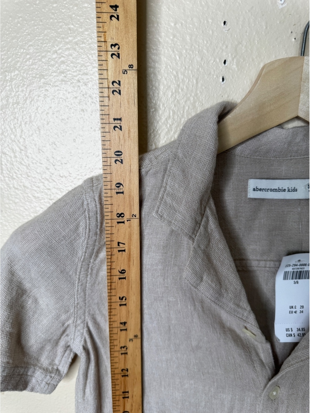 Abercrombie Kids Gray Linen Blend Button Up Shirt Boys 5/6 NWT - Picture 4 of 6